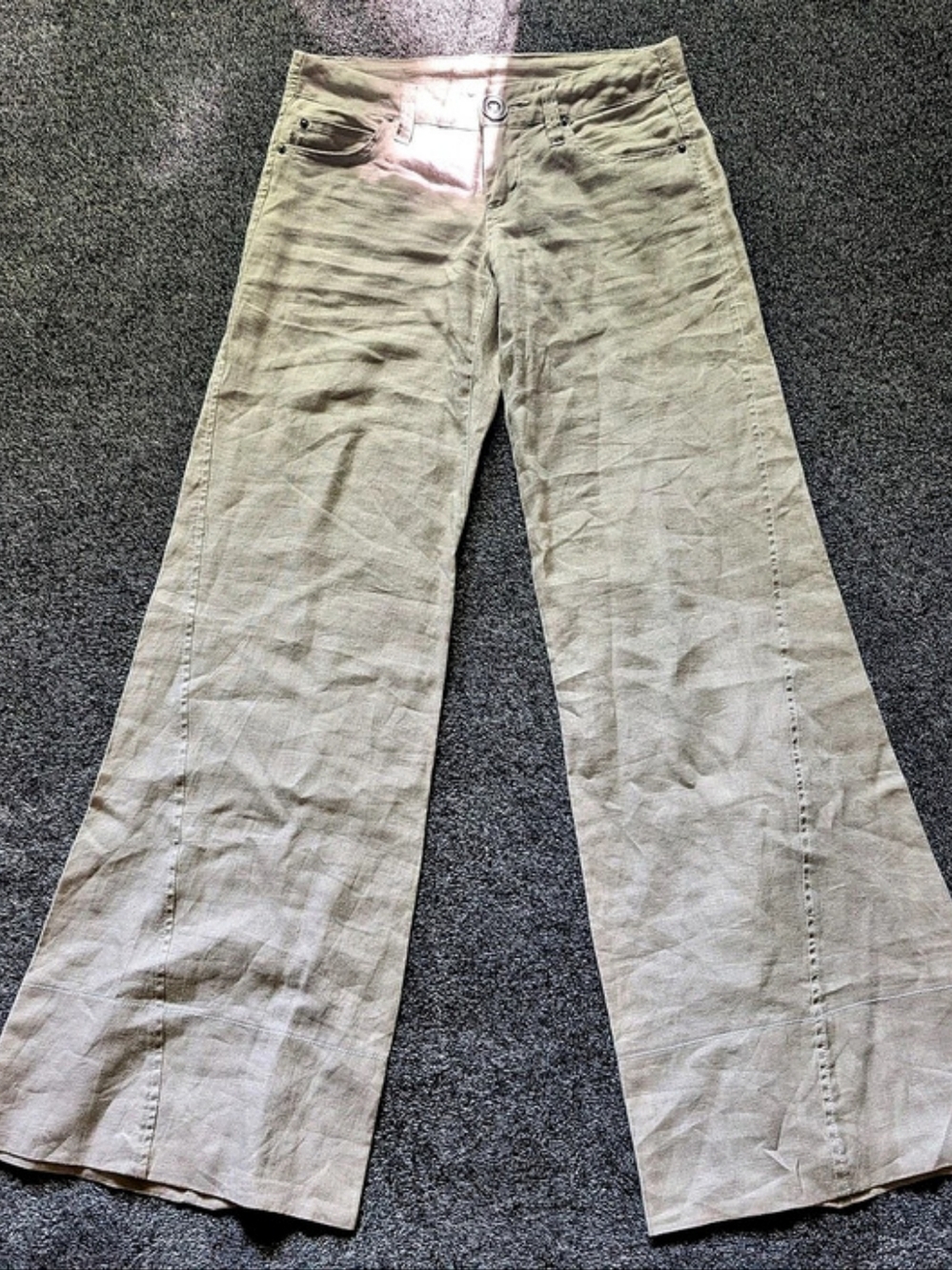 Armor Jeans Wide Leg Linen Pants in Beige